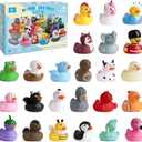 24 Rubber Ducks, Toddler Bath Toys, No-Hole Bathtub Toys for Baby Pool Toys for 18+ Months Girls Boys