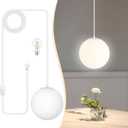KoKo&Yukina 8" Globe Pendant Light White Plug in Pendant Light Adjustable Hanging Lights with Plug in Cord Matte White Finished with Milk Glass Lampshade for Bedroom Kitchen Island (Bulb Included), 1-Light , Plug in, 1PK