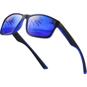 2 x Polarized Sunglasses for Men Women, Lightweight Square Mens Sunglasses UV Protection for Driving Fishing Golf