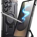 SUPCASE for Samsung Galaxy S25 Ultra Case with Stand (Unicorn Beetle Grip), [S Pen Friendly] [Compatible with MagSafe] [Military-Grade Protection] Magnetic Translucent Back Phone Case, Black