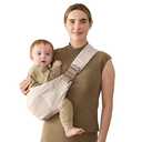 Ergobaby Upsie Sling Baby Carrier for Babies and Toddlers 6-48 Months (17-45 lbs) - 2-Position Ergonomic Baby Carrier with Front Storage Pocket, Hip-Healthy Positioning - Natural Beige