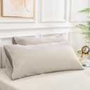 NEXHOME PRO 100% Organic Cotton Queen Pillowcases Set of 2, Envelope Closure Linen Feel Textured Natural, Soft and Durable, Premium Cooling Pillow Cases for Bed (20x30 inch, Linen)