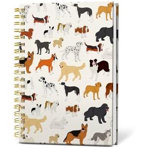 KZYVFNPQ Spiral Journal Notebook for Women Men, A5 Cute Hardcover Lined Notebook with Strong Binding,College Ruled Notebook for Office Work Writing, 120 Pages/60 Sheets, 6"x8.3"(Cute Dogs)