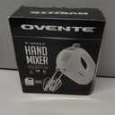 OVENTE 5-Speed Electric Hand Mixer with Stainless Steel Mixing Whisk, Snap-On Storage Case, Portable & Lightweight 150W Motor, Compact Handheld Mixer for Baking, Blending or Cooking, White HM151W