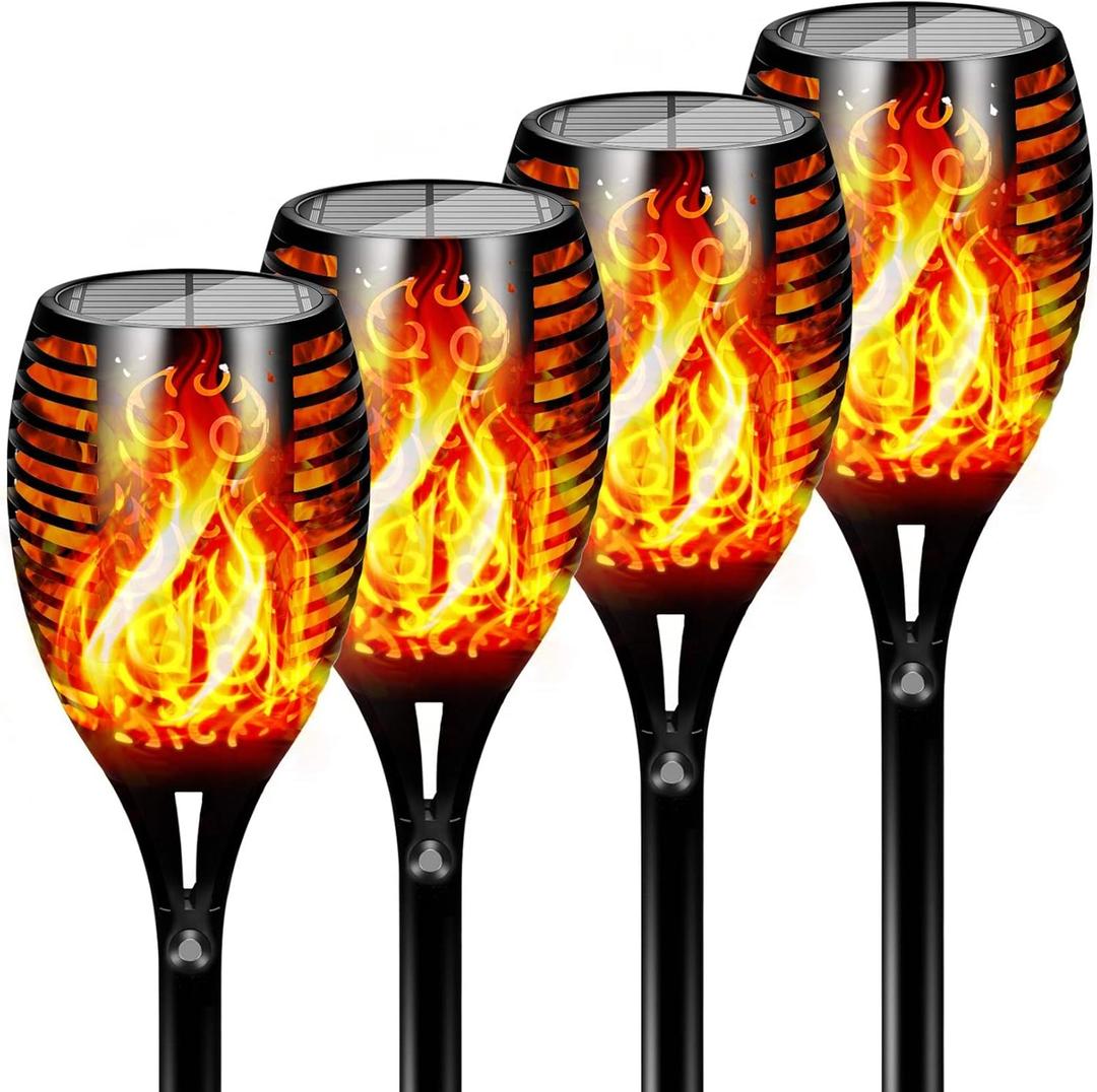 Otdair 96 LED Solar Lights Outdoor Upgraded 4 Pack, 2200mAh Solar Tiki Torches with Flickering Flame, Waterproof 43" Tall & Super Larger Size Solar Torch Light for Garden, Yard, Patio, Decorations (Warm) Otdair 96 LED Solar Lights Outdoor Upgraded 4 Pack, 2200mAh Solar Tiki Torches with Flickering Flame, Waterproof 43" Tall & Super Larger Size Solar Torch Light for Garden, Yard, Patio, Decorations (Warm)