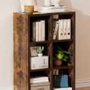 GTPLAYER 6-Cube Storage Organizer, Fits 11" Bins, Vertical or Horizontal Use, Opening Bookshelf, Partial Back Panels, Stackable Design Bookcase, for Closet, Bedroom, Vintage Brown