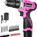 GardenJoy Cordless Power Drill Set: 12V Electric Drill with Battery and Charger, 65pcs Acessories, 3/8"Keyless Chuck, 2 Variable Speed, 24+1 Position, Compact Drill Driver Kit for Home & DIY Project