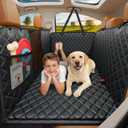 URPOWER Backseat Extender for Dogs - Hard Bottom Dog Car Seat Cover for Back Seat, Dog Hammock for Car and SUV, Pet Rear Seat Protector Dogs Travel Bed with Mesh Window & Side Flaps (Medium - For Most Sedans & SUVs, All Black)
