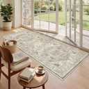 Madane Hallway Runner Rug 3x6 - Washable Kitchen Rugs Entryway Rug Runner Vintage Soft Floor Mat Non Slip Indoor Farmhouse Carpet for Bathroom Living Room Bedroom (3 X 6, Ivory/Brown)