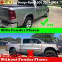 Mud Flaps for 2019 2020 2021 2022 2023 2024 RAM 1500 New Body Style/Not for 2025+/for Non-Classic Model/Only Fits with OEM Fender Flares/Not for TRX Rebel Warlock/Mudflaps Splash Guards for Trucks