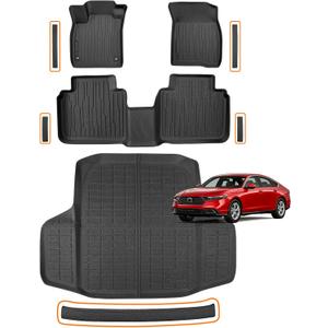 Car Floor Mats for Honda Accord: 2026 2025 2024 2023 (Gas,Hybrid) | Door Sill Guards,All Weather Full Set TPE Floor Liners, Custom Fit Accessories,Easy To Clean,Durable