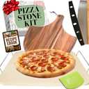 Grill with Handles, Pizza Peel, Pizza Cutter, Dough Tool - Bread Baking Stone - 15 inch  Pizza Oven Accessories Kit