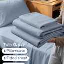 Twin XL Size 3 Piece Sheet Set - Comfy Breathable & Cooling Sheets - Hotel Luxury Bed Sheets for Women & Men - Deep Pockets, Easy-Fit, Soft & Wrinkle Free Sheets - Heathered Blue Oeko-Tex Bed Sheets