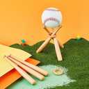Maitys Baseball Stand Holder for Display Wooden Baseball Holder Stand Mini Sports Balls Bats Display Centerpieces Table Decorations Accessories for Friends Sports Lover Gifts