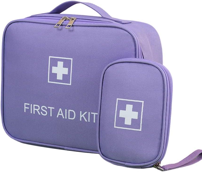 2PCS First Aid Bags - Travel Medicine Bag Organizer - Empty Medical Supplies Organizer Bag Portable Travel Medicine Pouch for Home Office Kitchen Traveling Hiking Cycling Work (Purple)