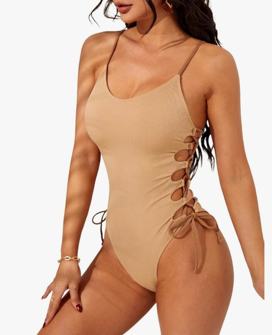Narecte One Piece Swimsuit Women Bathing Suit Sexy High Cut Women's One-Piece Swimsuits Monokini One Piece Bathing Suit S