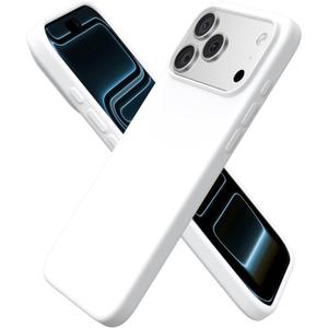 ORNARTO Compatible with iPhone 17 Pro Max Case 6.9", Slim Liquid Silicone 3 Layers Soft Gel Rubber Shockproof Protective Cover with Anti-Scratch Microfiber Lining-White
