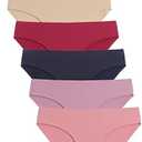Caterlove Women's Seamless Underwear No Show Stretch Bikini Panties Silky Invisible Hipster 6 Pack L