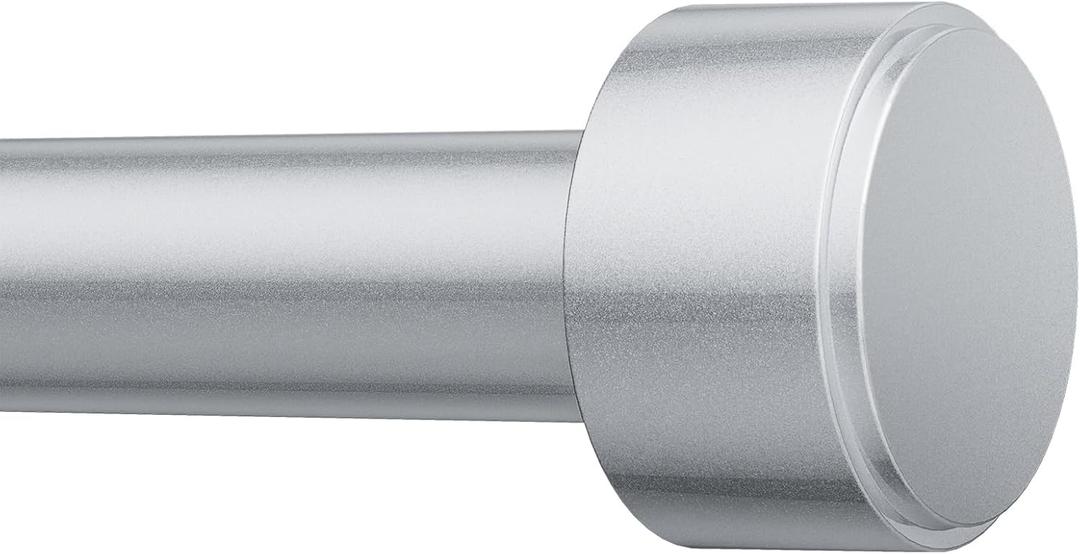 Curtain Rods for Windows 32-120 Inch, 1 Inch Adjustable Silver Curtain Rod Set with Brackets, Easy Install