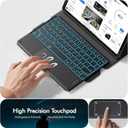 INFILAND for Samsung Galaxy Tab A9 Plus 5g Case with Keyboard High Precision Trackpad & 7 Color Backlight 360 Degree Rotating, Detachable Wireless Keyboard Case for Tab A9+ 11 inch 2023, Black