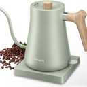 Fabuletta Gooseneck Electric Water Kettle, 3 Minutes Quick Heating, 1200W Pour Over Kettle for Coffee & Tea, Precise Water Flow Control Hot Water Boiler, 100% Stainless Steel Kettle Water Boiler,1L (FKT006 Sage Green)