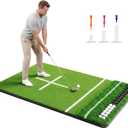 Golf Mat & Hitting Mat: 5.2 x 4ft, 6 x 4ft Practice Outdoor/Indoor 21 to 50mm Turf Mats with Ball Tray All-in-One Hitting Mats for Golf Practice, Perfect for Garage/Backyard