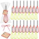 Acellegic 24 Sets 10 Inch Christmas Whisks Supplies Gifts Sets, Includes Silicone Whisks, Greeting Cards, Ribbons, Plastic Bags DIY Fillable Christmas Tree Ornaments for Xmas Cooking Supplies Gift
