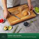 Large Teak Wood Cutting Board for Kitchen, Reversible Wooden Chopping Board With Juice Grooves and Handles,Ideal for Chopping Meat, Vegetables, Fruits, Bread, Cheese, 20x15x1.5 inch
