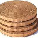Extra Large Round Cat Scratcher Refill Pads - 15.7 Inch Diameter, 1 Inch Thick, Cardboard Scratching Board Replacement for Cats, 4 Pack