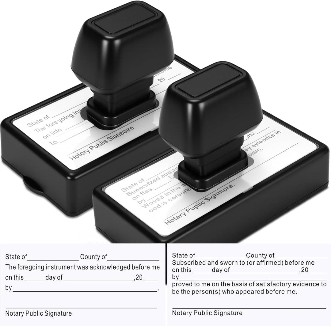 Marspark 2 Pcs Notary Stamps Includes Acknowledgement & Jurat Stamp Self Inking Notary Public Seal Supplies for Sworn and Subscribed, 1.38 x 3.35 inches
