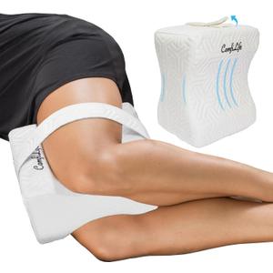 ComfiLife Knee Pillow for Side Sleepers  Cooling Leg Pillow for Side Sleeping  Knee Pillow with Strap for Hip Pain, Back Pain, Sciatica Pain Relief  Memory Foam Hip Pillow Contour Design