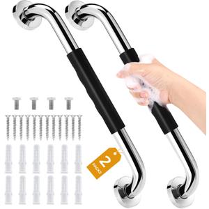 2Pack 16inch Grab Bars for Bathtubs and Showers, Premium Anti-Slip Handicap Shower Grab Bars for Seniors for Bathroom, Safety Shower Handles for Elderly for Wall, Shower Grip Bathroom Handrail