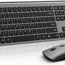 Wireless Mouse and Keyboard Combo, Silent Full-Size Computer Keyboard with Calculator Button, 2400 DPI Mouse, Quiet Click, Slim Cordless USB Set for Laptop PC Windows Mac - Space Grey (KM426-Gray)