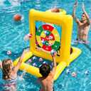 TicTac Shot Pool Toys Games for Kids & Adults, 2-in-1 Pool Basketball Hoop & Dart Target, Family Pool Party Games with Multiple Balls (Yellow)