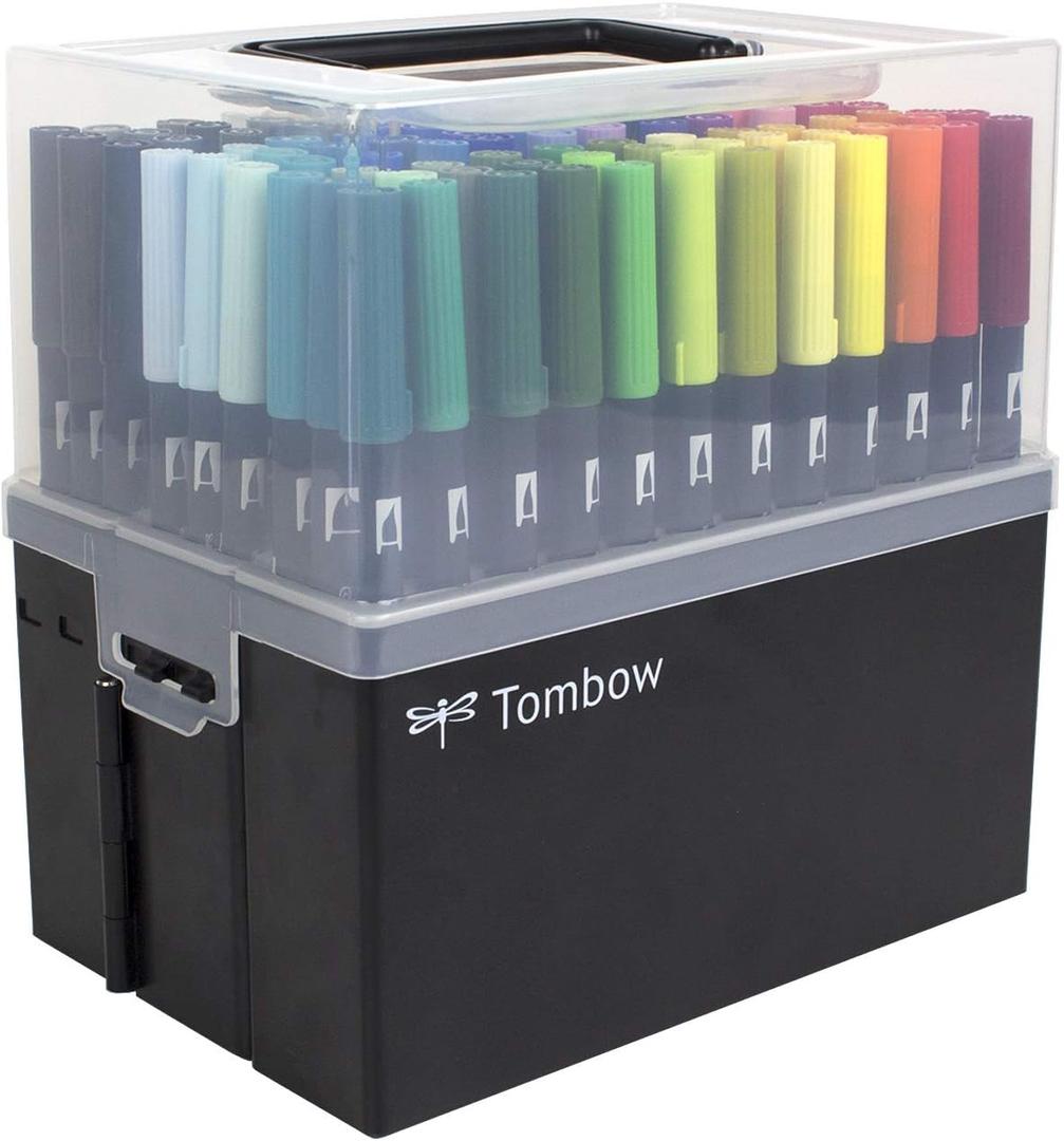 Tombow 56179 Dual Brush Pen Art Markers, 108 Color Set with Marker Case. Blendable, Brush and Fine Tip Markers with Marker Case