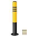 CYGJSYE Heavy Duty Safety Bollard, 30" x 3" Steel Parking Post with Reflective Stripes & 4 Anchor Bolts, High Visibility Barrier for Driveways, Garages & Parking Lots, 1 Pack