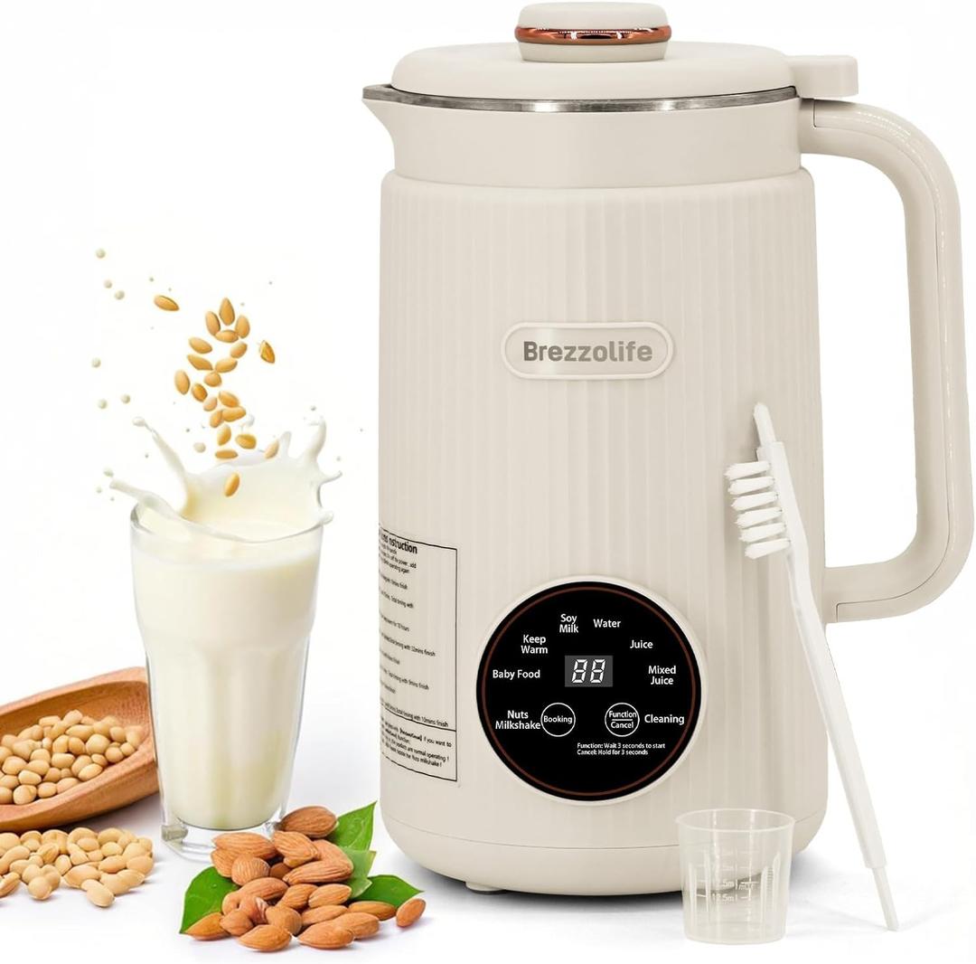 Nut Milk Maker,40oz Large Capacity Stainless Steel Automatic Soy Milk Machine for Homemade,Oat,Plant-Based Milk and Non-Dairy Beverages Almond Cow Milk Machine with Delay Start,Self Cleaning (White)