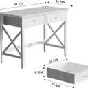 Lewahom White Computer Desk with 2 Drawers, Modern Makeup Vanity Desk with Storage, Writing Desk for Home Office, 42'' Long Study Simple White Desk for Bedroom Console Table Living Room, Small