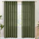 YoungsTex Olive Green Linen Curtains 78 Inch Length for Living Room, Light Filtering Semi Sheer Window Drapes with Rod Pocket Back Tab for Office Dining Bedroom, 2 Panels, 52 X 78 Inch