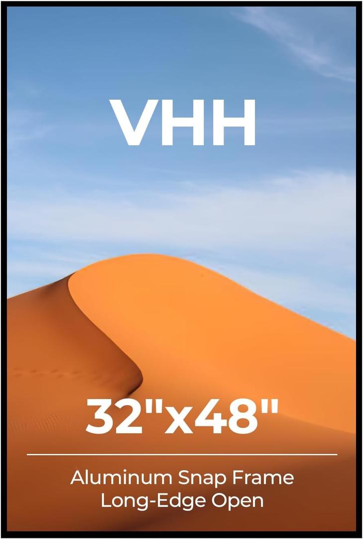 VHH 32x48 Snap Poster Frame,1 Pack,Lightweigt Black Coated Aluminum with plexiglass, 32x48-1pc
