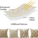 2 x OTOSTAR Set of 4 Waterproof Throw Pillow Covers 16x16 Inch Farmhouse Geometric Square Pillow Cases for Couch Patio Furniture Balcony Garden Outdoor DecorationGeometry40-Khaki