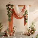 Ling's moment Large Arch Flowers & 3 Drapes, Burnt Orange & Terracotta