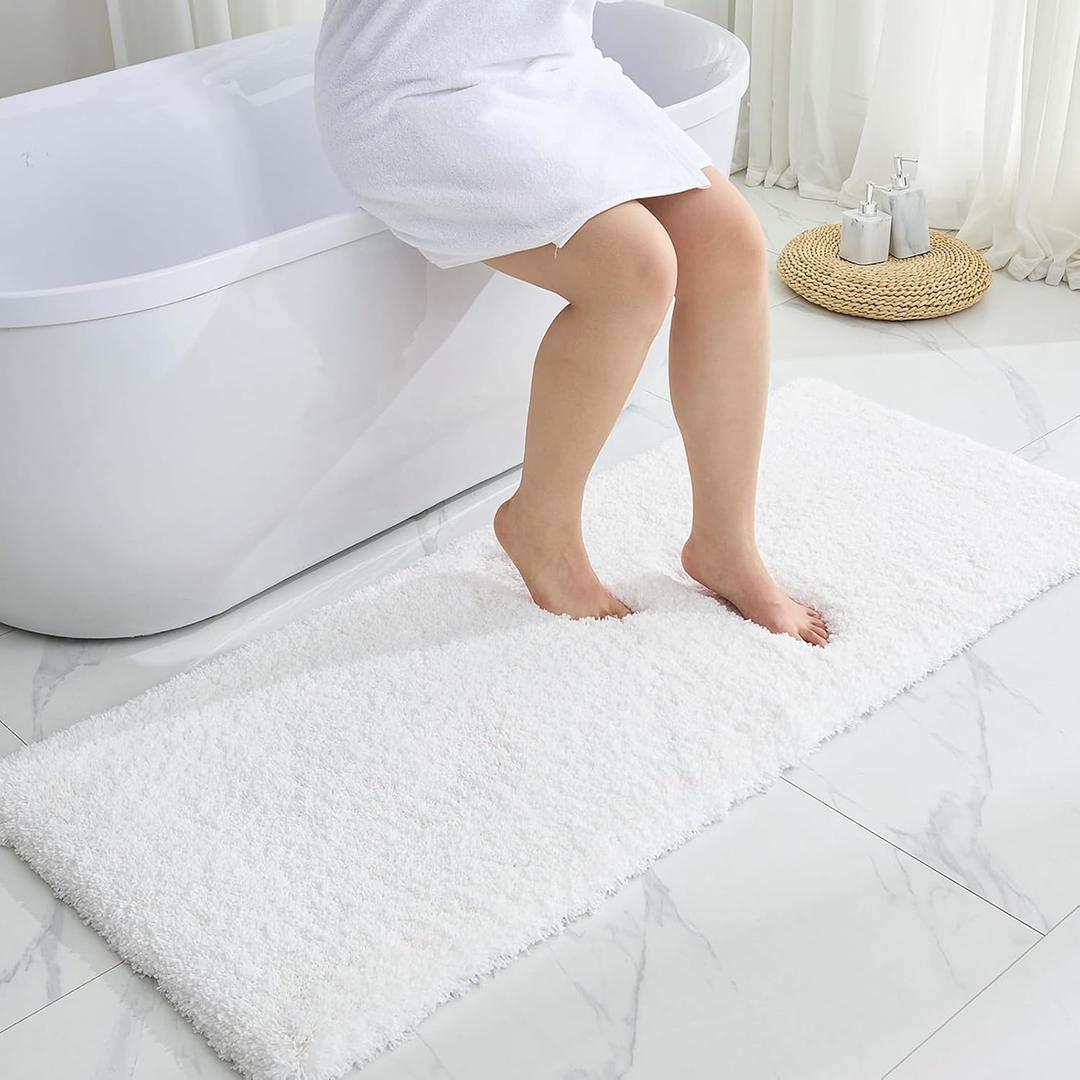 White Bathroom Runner Rug 24x70 Non Slip Fluffy Long Bath Mat for Bathroom Floor Washable Plush Luxury Bath Rug for Tub Absorbent Bathroom Shower Sink Mat Bedside Rug White Bathroom Runner Rug 24x70 Non Slip Fluffy Long Bath Mat for Bathroom Floor Washable Plush Luxury Bath Rug for Tub Absorbent Bathroom Shower Sink Mat Bedside Rug