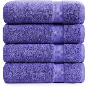 LANE LINEN Bath Towels Set of 4 (28"x54") - 100% Ring Spun Cotton Bathroom Towel Set - Durable, Quick Dry, Soft & Highly Absorbent Large Bath Towels - Holds Well After Multiple Washes - Blue Irish