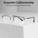 VIEWBETTER Titanium Frame Reading Glasses with Smoky Quartz Lenses - Natural Crystal Stone/Clear Real Glass R2222