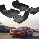 Automotive Floor Mats for Cadillac CT4 2020-2023 2024 2025, Heavy Duty TPE All Weather Protection Car Floor Mats, 1st & 2nd Row Full Set Rubber Floor Liners, Include CT4-V & CT4-V Blackwing, Black