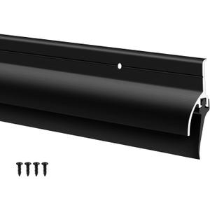 Hicarer 1 Pcs Door Bottom Sweep with Rain Drip 0.5625" W x 2" H x 36" L, Black Exterior Door Rain Drip Guard, Bottom Weather Stripping, Mill Finish Aluminum with Vinyl Insert