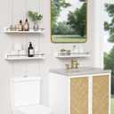 Forbena White Floating Shelves Bathroom Shelves Over Toilet Set of 3, Bathroom Organizers and Storage Shelves Wall Mounted, Modern Wood Corner Wall Shelf for Bedroom Closet -White and Dark Grey