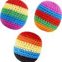 3Pcs Hacky Handmade Knitted Footbag,2026Assorted Footbag Crochet Hacky Balls for Adults,Soft Pellet Filled Sack for Hacky Skill Training