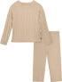 Modern Moments by Gerber Toddler Girls' Sweater and Wide Leg Pants Set, Oatmeal, 4T